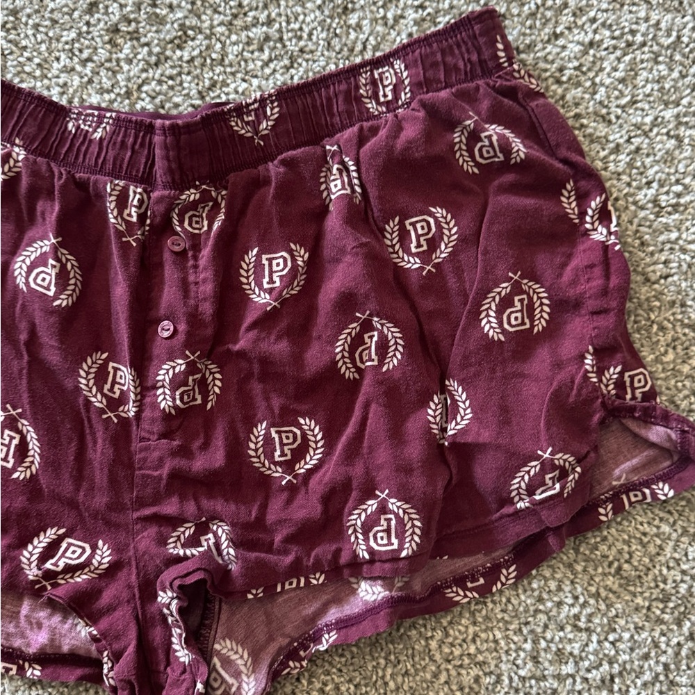 PINK Victoria's Secret Maroon Patterned Shorts